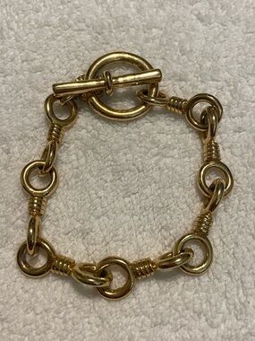 Vintage Edwin Pear E. Pearl Gold Link Toggle Bracelet